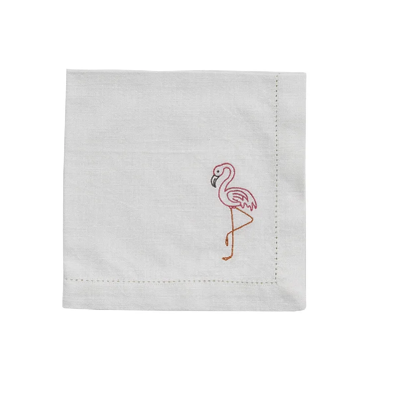 Elegant crystal serving bowl-Embroidered Napkin - Flamingo Set of 4  Park Designs