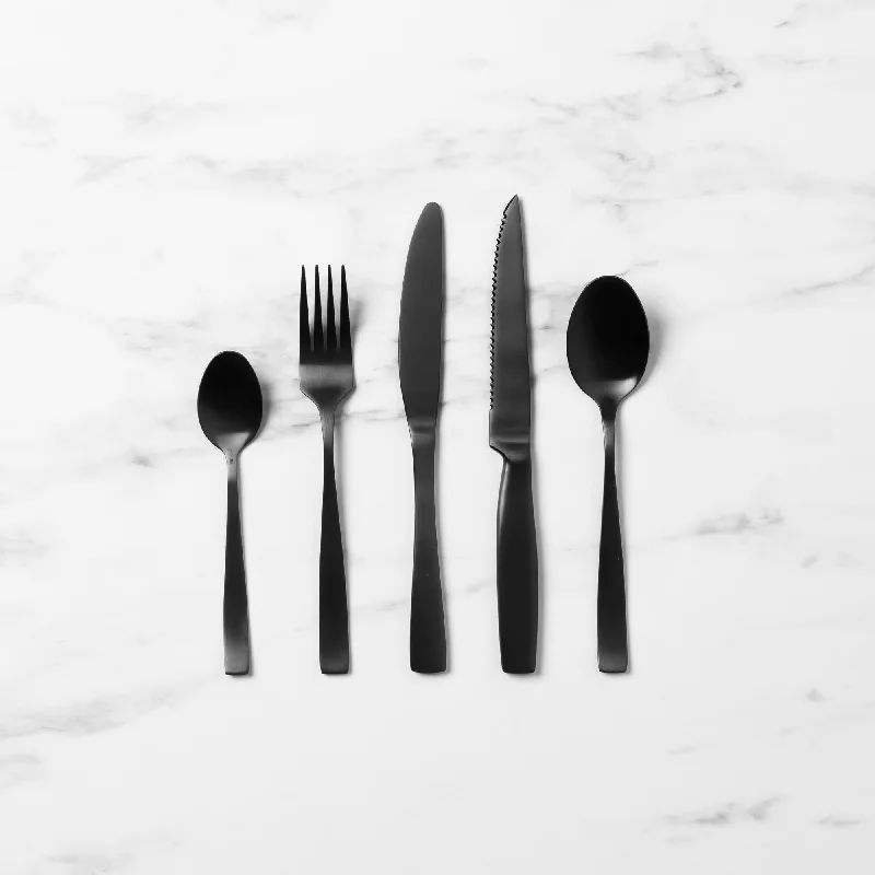 Portable travel spork-Salisbury & Co Virtuo Cutlery 40 Piece Set in Black