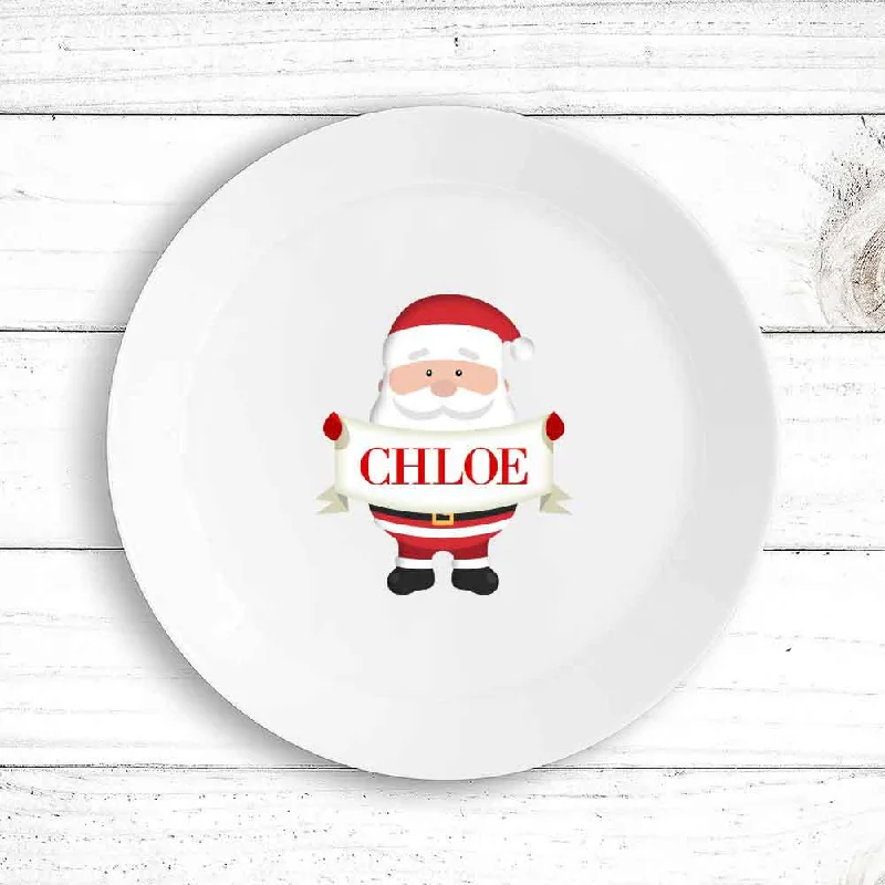 Glazed stoneware platter-Santa Sign Kids Plate