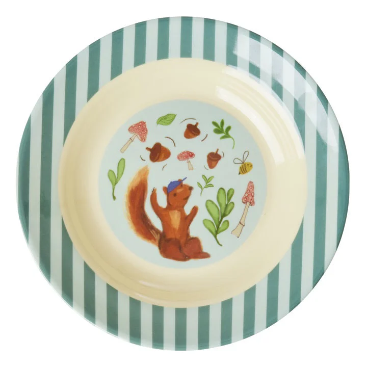 Eco-friendly recycled plate-Rice DK Melamine Kids Bowl with Blue Happy Forest Print - 250 ml