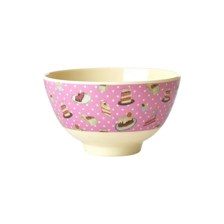 Wide base stability bowl-Rice DK Melamine Bowl with Sweet Cake Print - Small - 300ml