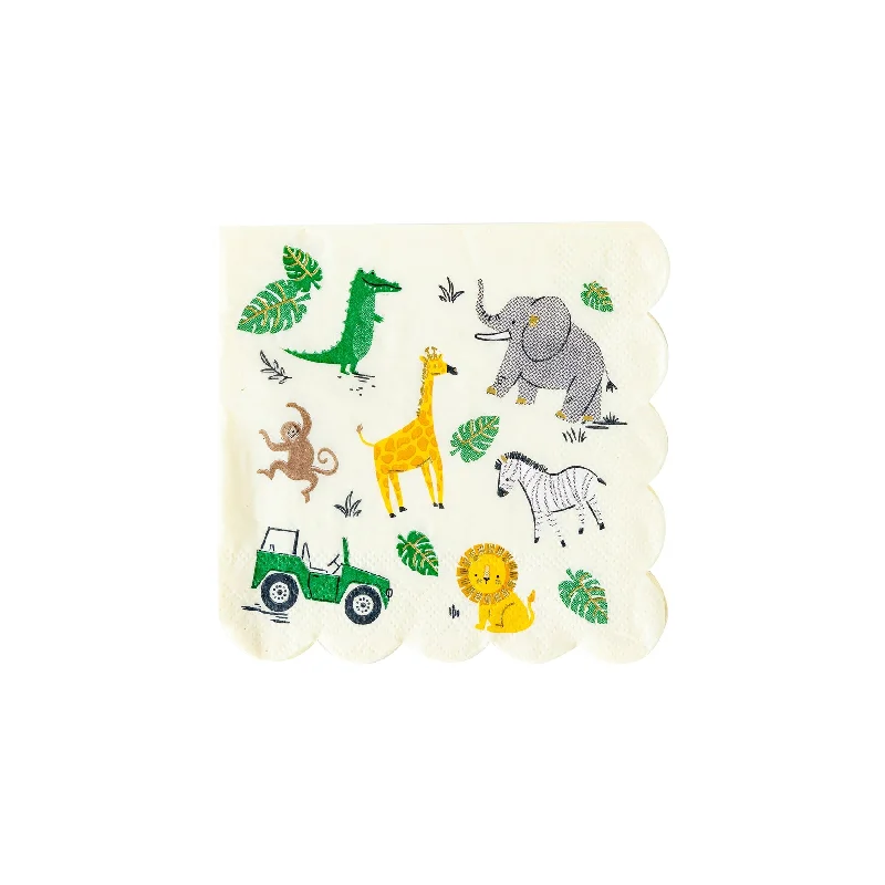 Portable picnic plate-Safari Beverage Napkins | 18 ct