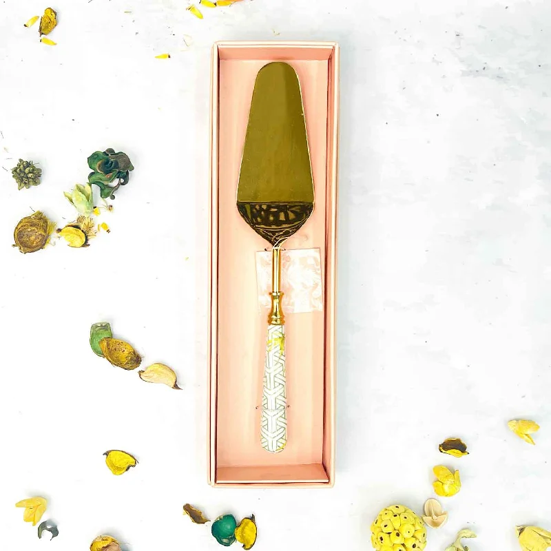 Sleek copper finish spoon-Single Cake Server - Borneo Botanicals, Citrine