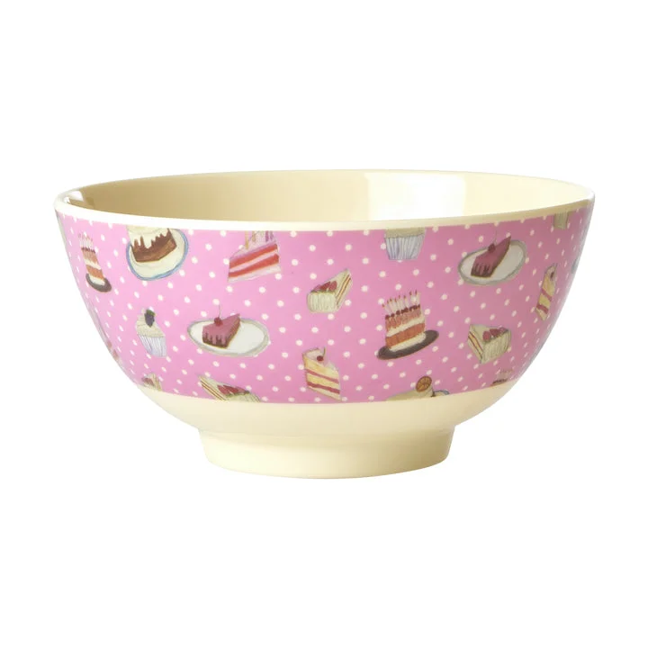 Textured grip soup spoon-Rice DK Melamine Bowl with Sweet Cake Print - Medium - 700ml