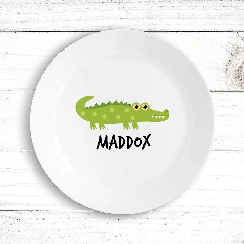 Festive holiday dinner plate-Crocodile Kids Plate