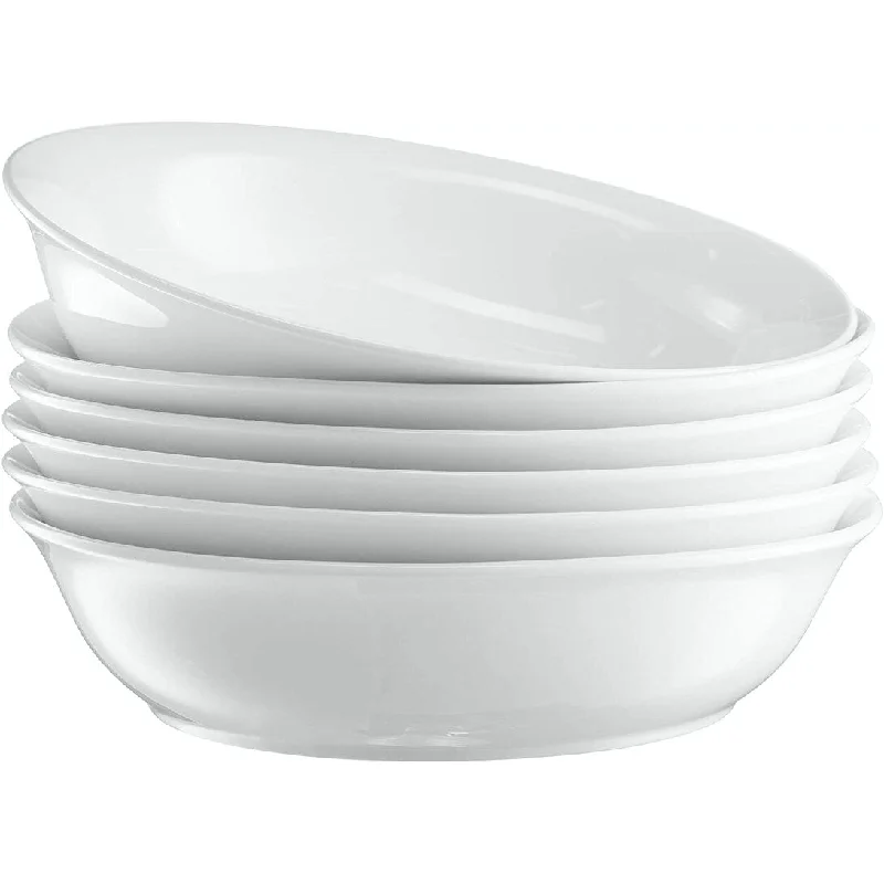 Unbreakable kids plate-Kook Bristol Ceramic Pasta Bowls, 39 oz, White, Set of 6