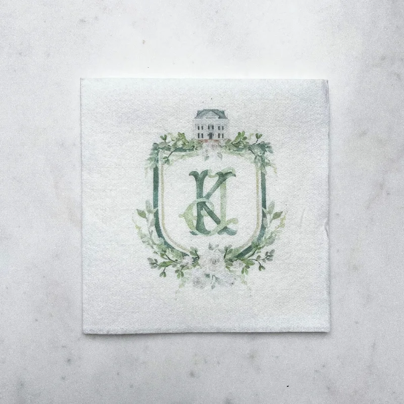 Speckled finish dinner bowl-Custom Full Color Crest Linen-Like Napkins