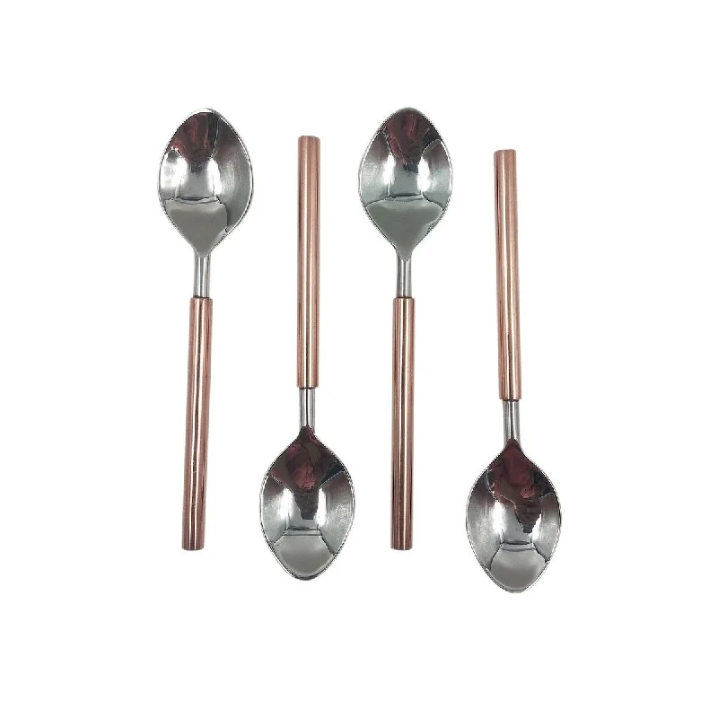 Double-layer insulated bowl-Set of 4 Tail Spoons- A - SILVER & COPPER