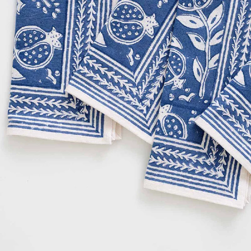 High-gloss dinner fork-Pomegranate Blue Napkins | Set of 4