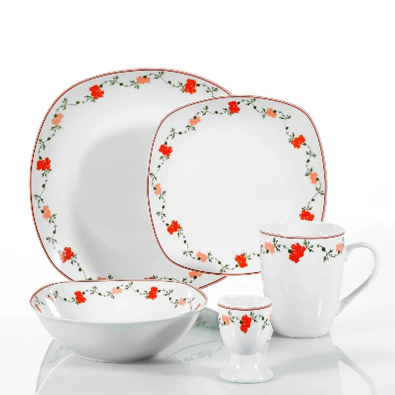 Elegant bone china saucer-20-Piece Dinner Sets White Porcelain Dinnerware Dinner Table Set - 8' x 10'