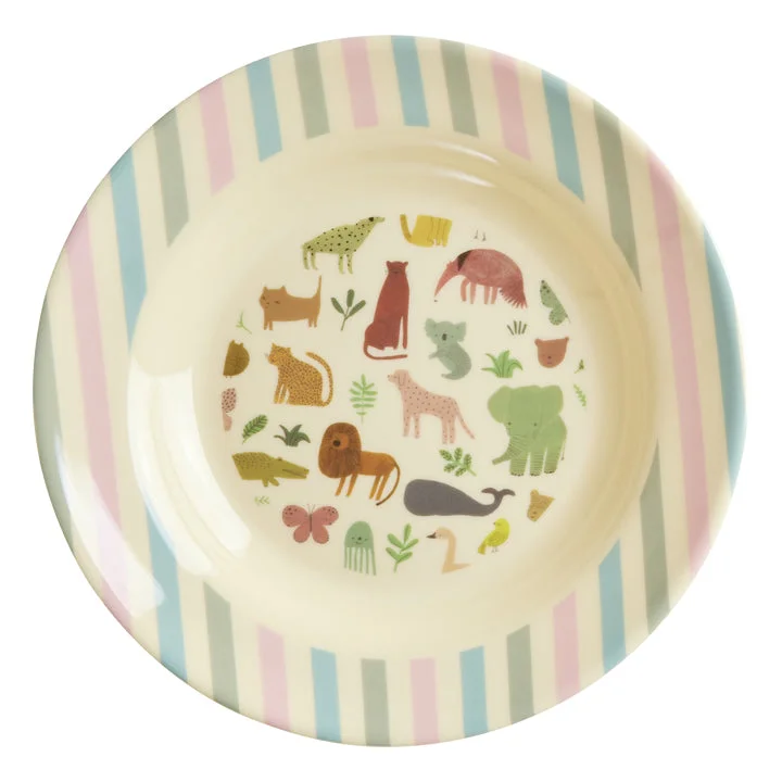 Artisan pottery serving bowl-Rice DK Melamine Kids Bowl with Sweet Jungle Print - 200ml