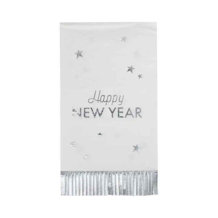 Bamboo chopsticks pair-New Year's Happy New Year Fringed Dinner Napkin | 24 ct