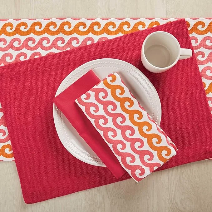 Rustic clay soup bowl-Waves Napkin Fuchsia Set of 12 Park Designs