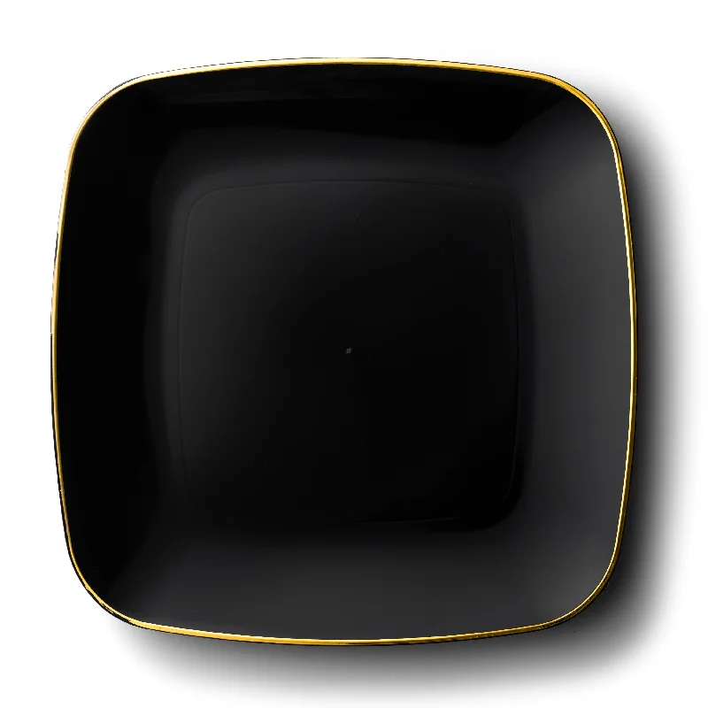 Rustic farmhouse platter-Black and Gold Rim Square Plastic Plates 10 Pack - Classic