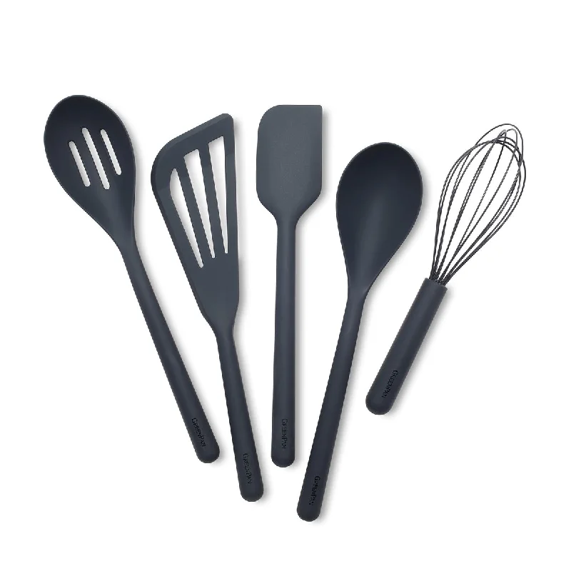 Ombre gradient serving tray-Platinum Silicone Tools 5-Piece Utensil Set | Gray