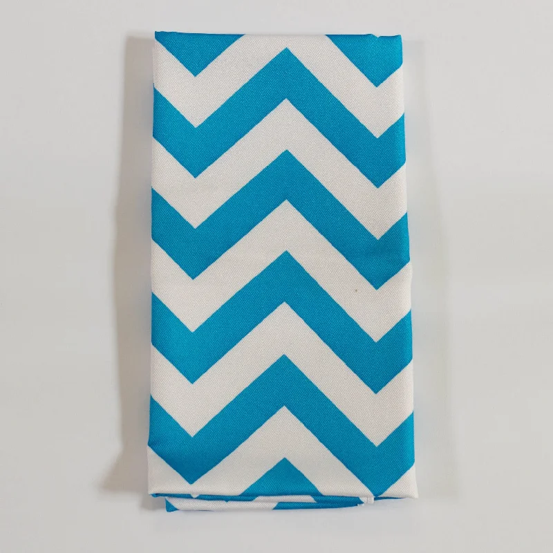 Sleek black serving tray-Turquoise Chevron Napkin