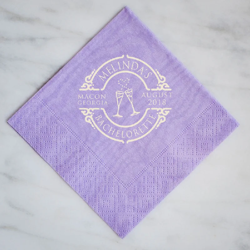 Premium titanium fork-Personalized Bachelorette Moire Napkins