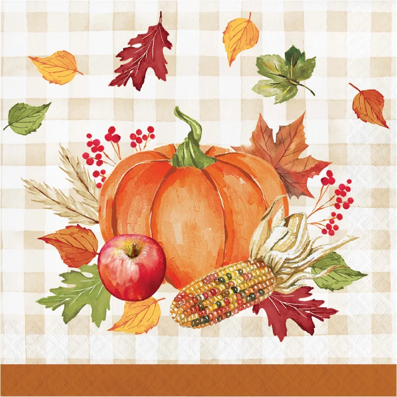 Engraved personalized fork-Thanksgiving Hello Harvest Lunch Napkins | 16 ct