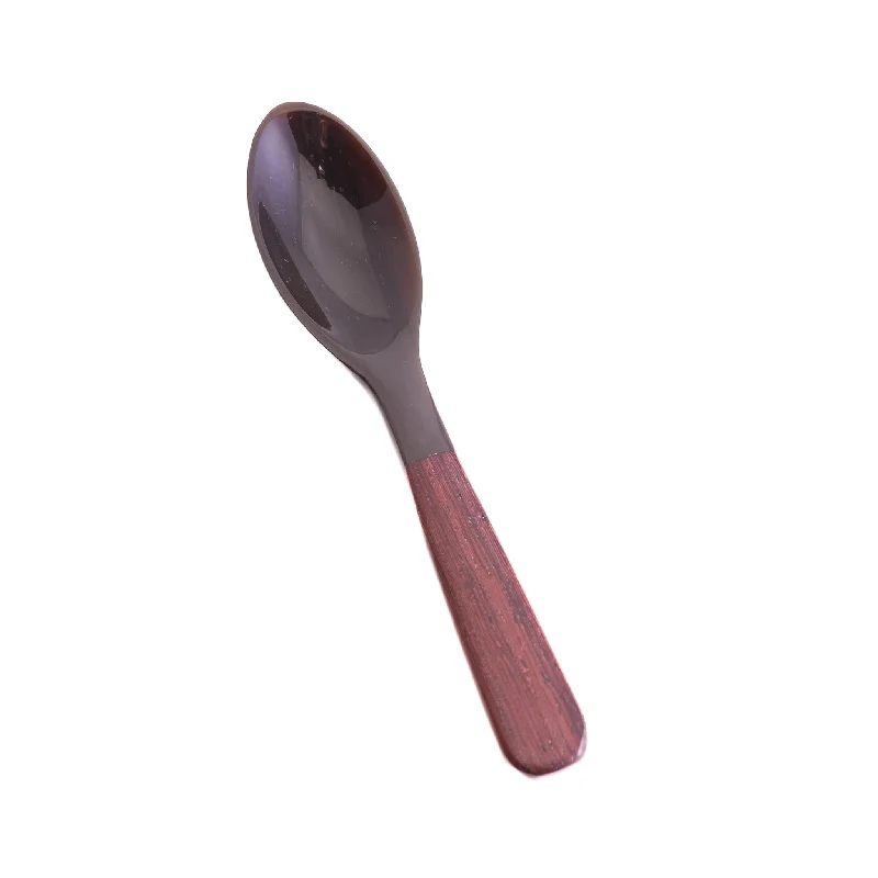 Titanium camping spork-Sarah Petherick Black Horn & Rosewood Salt Spoon, 9cm