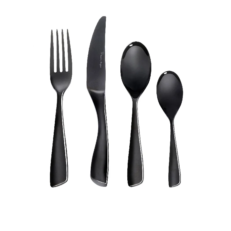 Polished stainless soup ladle-Stanley Rogers Soho 24 Piece Cutlery Set Onyx