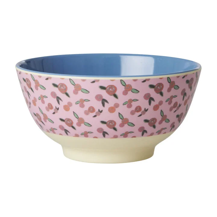 Modern square dinner plate-Rice DK Melamine Bowl with A Rose Is A Rose Print - Medium - 700 ml