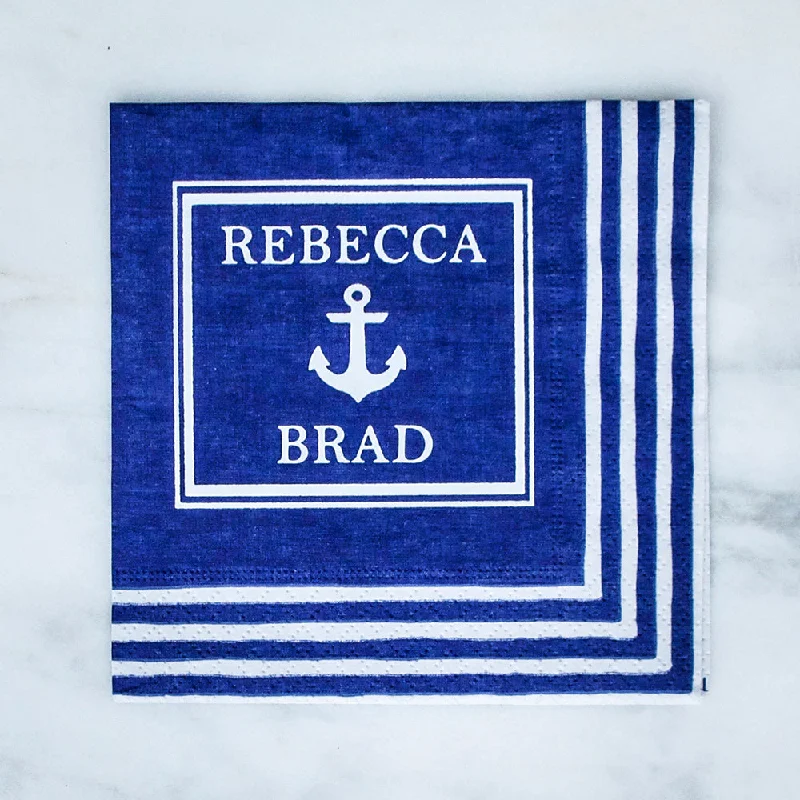 Melamine salad bowl-Custom Nautical Striped Border Napkins