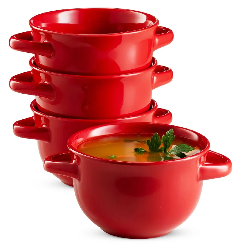 Stackable cereal bowl-Kook Ceramic Soup Crocks, 18 oz, Set of 4