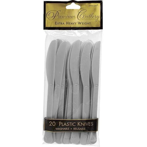 Matte black dinner knife-Plastic Knives - Silver 20/pkg.