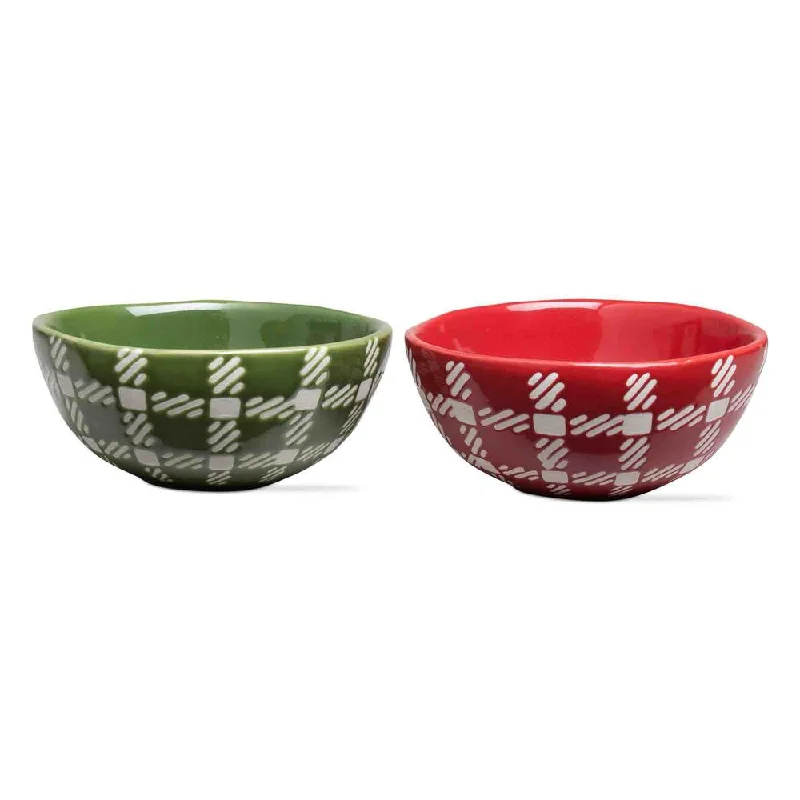 Anti-slip serving platter-Tag Woodland Plaid Bowls - Set of 2