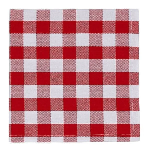 Compact espresso saucer-Classic Red Checkered Napkin Set of 4