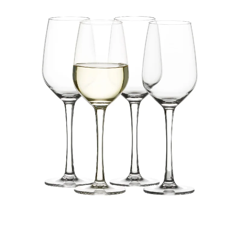 Hand-stitched leather cup-Salisbury & Co Unbreakable White Wine Glass 384ml Set of 4