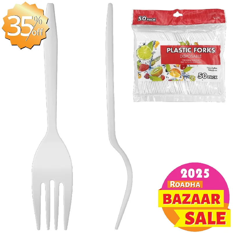 Sleek butter knife-50-Pcs Plastic Fork (6")