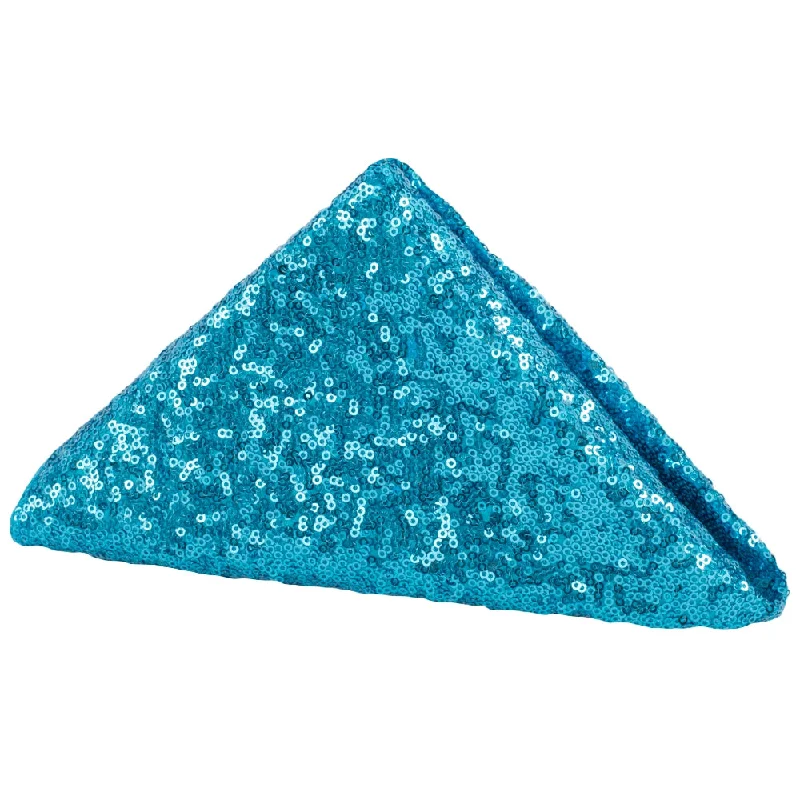 Sleek stainless steel tongs-Glitz Sequin Napkin 20"x20" - Aqua Blue