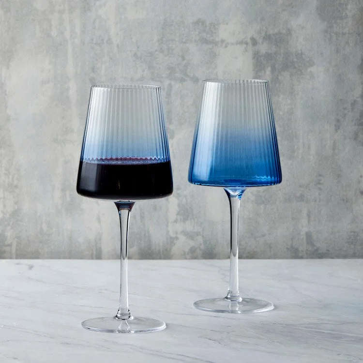 Stackable plastic party cup-Empire Blue Wine Glasses Set of 2