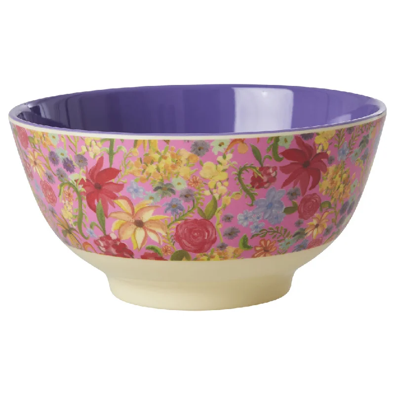 Wooden serving tray-Rice DK Melamine Bowl with Swedish Flower Print - Medium - 700ml