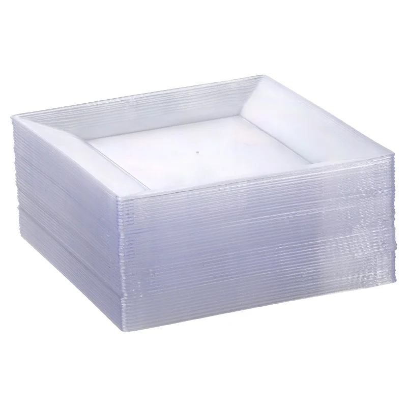 Handmade clay serving dish-Clear Square Plastic Plates 10 Pack - Carre