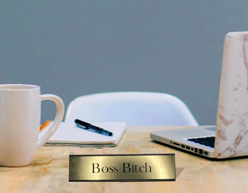 Hand-painted salad plate-Boss Bitch - Office Desk Plate