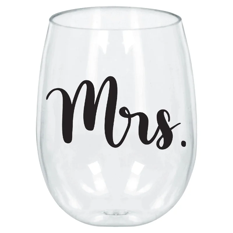 Portable camping coffee cup-Mrs. Stemless Wine Glass | 1ct