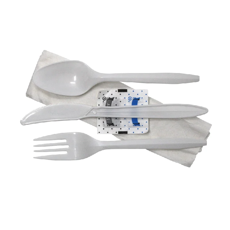 Hand-painted salad plate-Cutlery Kit Medium-Weight PP [WHITE] (F/K/S/N/S&P)