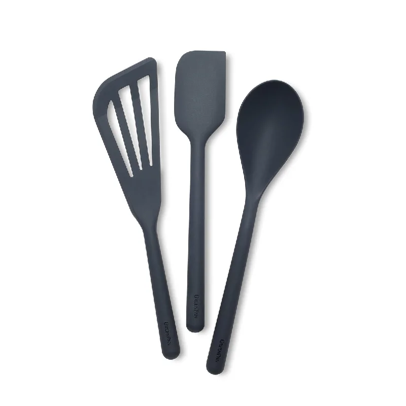 Marble-look dessert platter-Platinum Silicone Tools 3-Piece Utensil Set | Gray