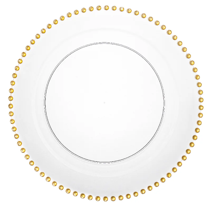 Elegant stemless carafe-Clear and Gold Round Plastic Plates 10 Count - Beaded