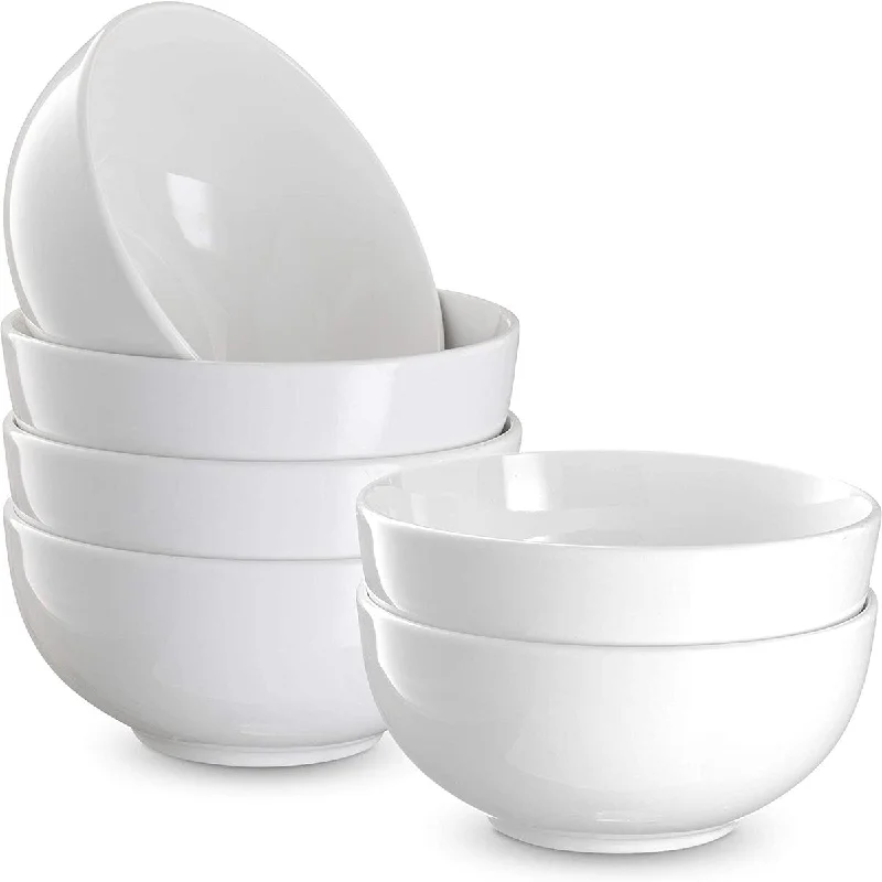 Modern square dinner plate-Kook Ceramic Cereal Bowls, 24 oz, White, Set of 6