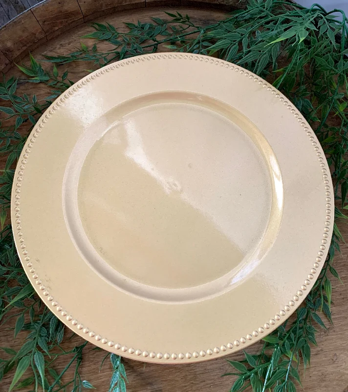 Lightweight plastic fork-Gold Pearl Beaded Charger Plate