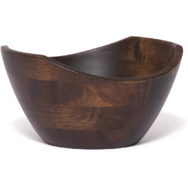 Handmade clay serving dish-Lipper International Set of 4 Walnut Finish Small Wavy Rim Bowls