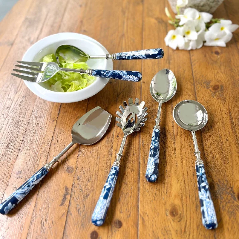 Portable picnic plate-Serving Spoons, Set of 6 - Brittany Bleu