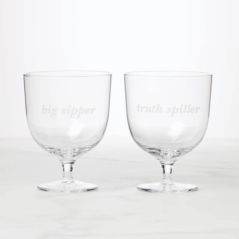 Floral patterned tea cup-Truth Spiller & Big Sipper Short Glasses, Set of 2