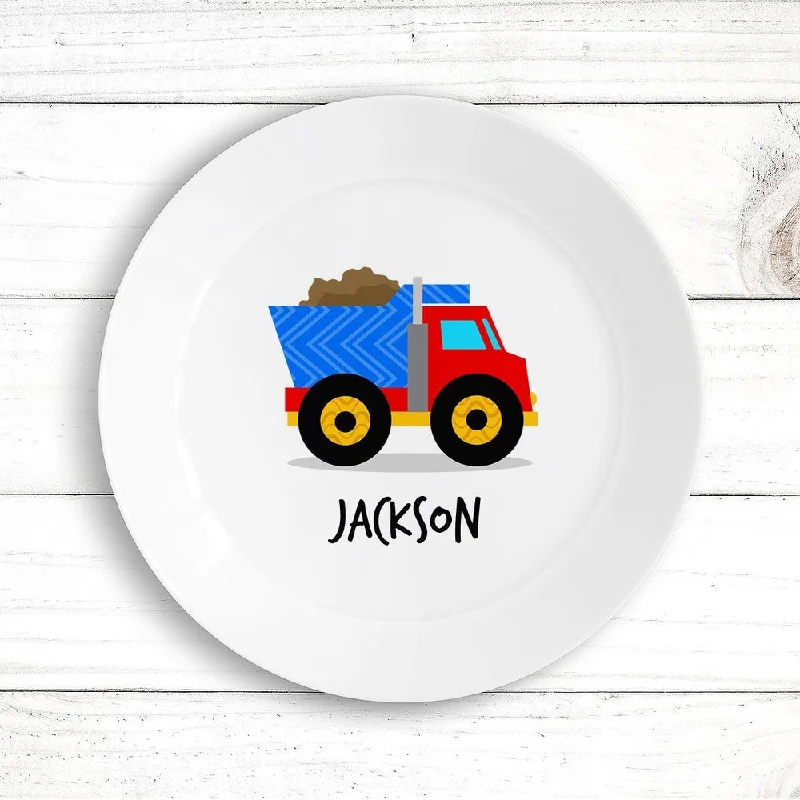 Retro polka dot platter-Truck Kids Plate