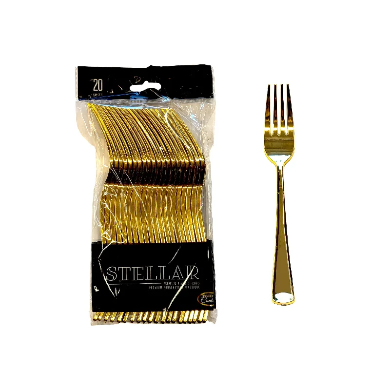 Lightweight picnic fork-Gold Premium Quality Plastic Forks, 20 Count