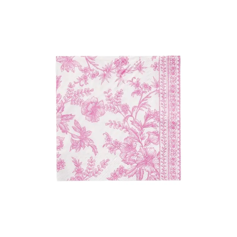 Iridescent glass pitcher-Pink Toile Dessert Napkins 25ct