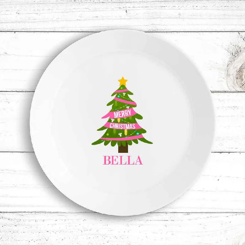 Shatterproof tritan bowl-Pink Christmas Kids Plate